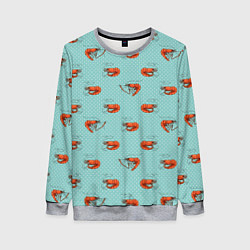 Свитшот женский Креветки паттерн, цвет: 3D-меланж