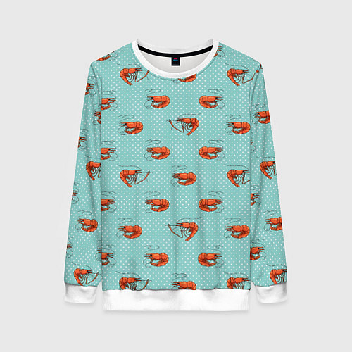 Женский свитшот Креветки паттерн / 3D-Белый – фото 1