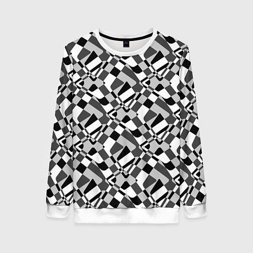 Женский свитшот Черно-белый абстрактный узор / 3D-Белый – фото 1