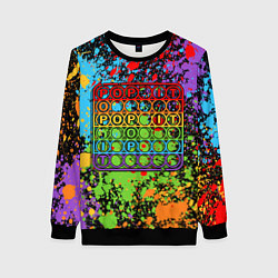 Свитшот женский POP IT БРЫЗГИ КРАСОК ПОП ИТ, цвет: 3D-черный