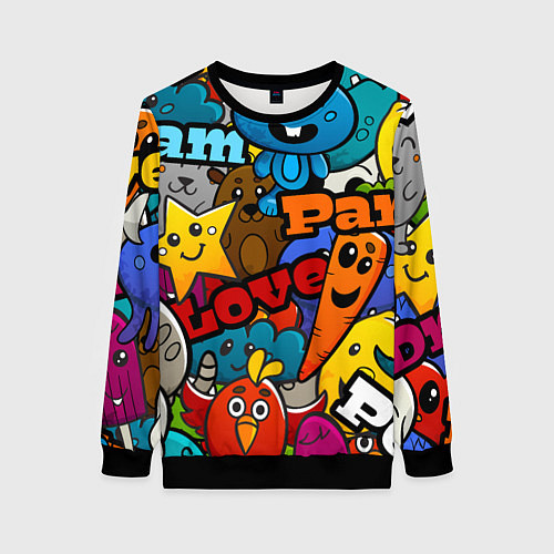 Женский свитшот LOVE PEACE PARTY Z / 3D-Черный – фото 1