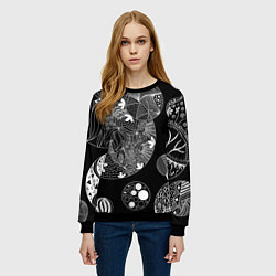 Свитшот женский Монохромные Узоры, цвет: 3D-черный — фото 2
