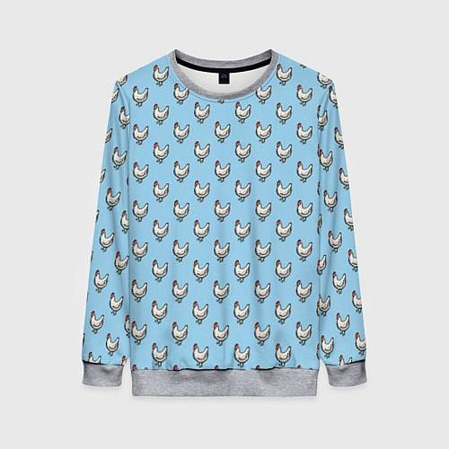 Женский свитшот Белая курочка паттерн / 3D-Меланж – фото 1