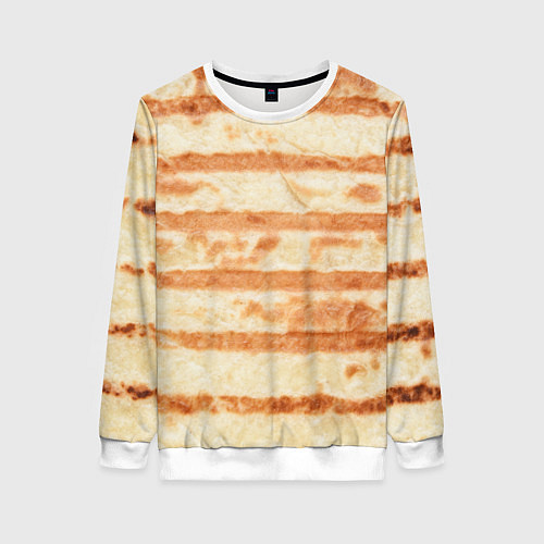 Женский свитшот ЛАВАШ ТОНКИЙ ПЛОСКИЙ ХЛЕБ / 3D-Белый – фото 1