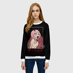 Свитшот женский Зеро ту ahegao франкс, цвет: 3D-белый — фото 2
