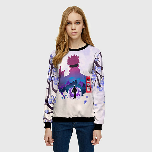Женский свитшот Годжо Сатору Магическая битва / 3D-Черный – фото 3