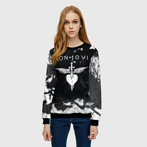 Женский свитшот BON JOVI БОН ДЖОВИ / 3D-Черный – фото 3