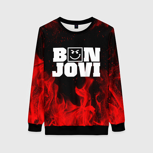 Женский свитшот BON JOVI HAVE A NICE DAY FIRE ОГОНЬ / 3D-Черный – фото 1