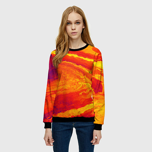 Женский свитшот ПЯТНО ЮПИТЕРА ОРАНЖЕВЫЙ ГРАНЖ / 3D-Черный – фото 3