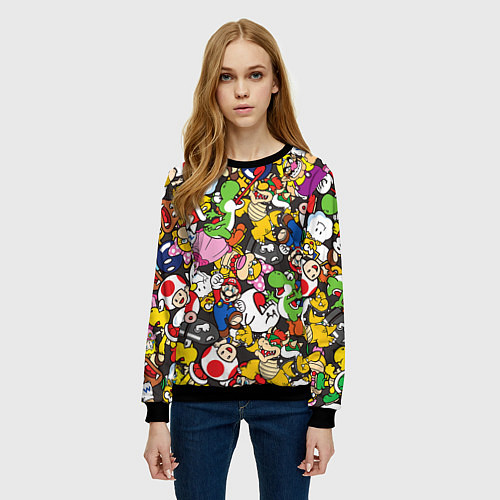 Женский свитшот Mario ALLSTARS / 3D-Черный – фото 3