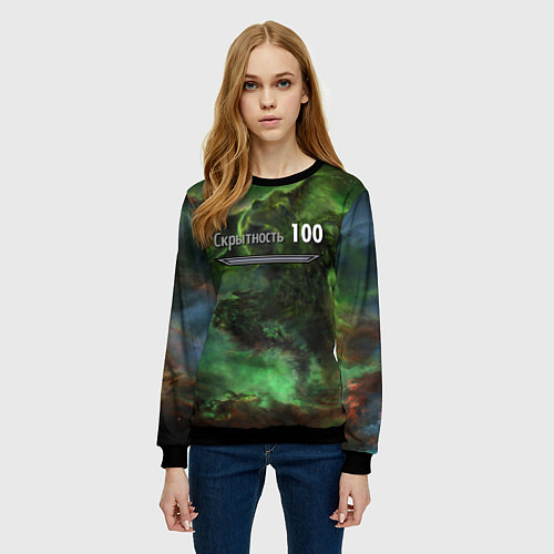 Женский свитшот Скрытность скайрим / 3D-Черный – фото 3