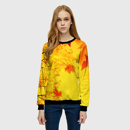 Женский свитшот ОСЕННИЕ ЦВЕТА ЗОЛОТАЯ ОСЕНЬ / 3D-Черный – фото 3