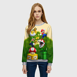 Свитшот женский Mario Coins, цвет: 3D-меланж — фото 2