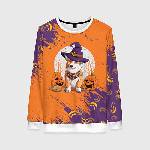Женский свитшот Корги на хэллоуине / 3D-Белый – фото 1