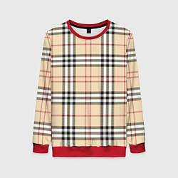 Свитшот женский Клетчатый принт в стиле Burberry, цвет: 3D-красный