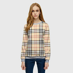 Свитшот женский Клетчатый принт в стиле Burberry, цвет: 3D-меланж — фото 2