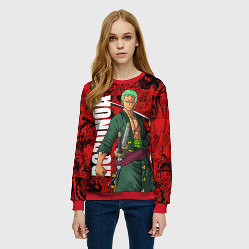 Женский свитшот Ророноа Зоро, One Piece / 3D-Красный – фото 3