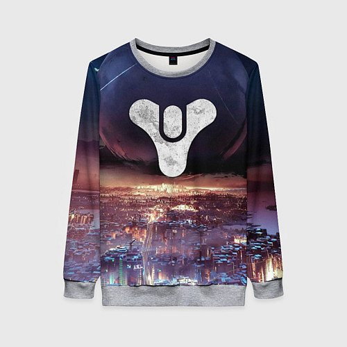 Женский свитшот ДЕСТИНИ ЗЕМЛЯ ХАБ, СТРАННИК НАД ГОРОДОМ / 3D-Меланж – фото 1