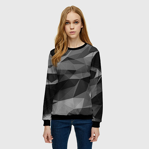 Женский свитшот Чб абстракция / 3D-Черный – фото 3