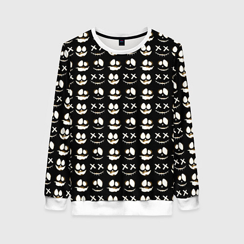 Женский свитшот Прикольные смайлы Хэллоуин 2 Halloween 2 / 3D-Белый – фото 1
