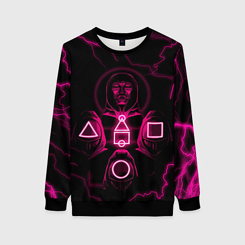 Женский свитшот Игра в кальмара смотрящий тут как тут / 3D-Черный – фото 1