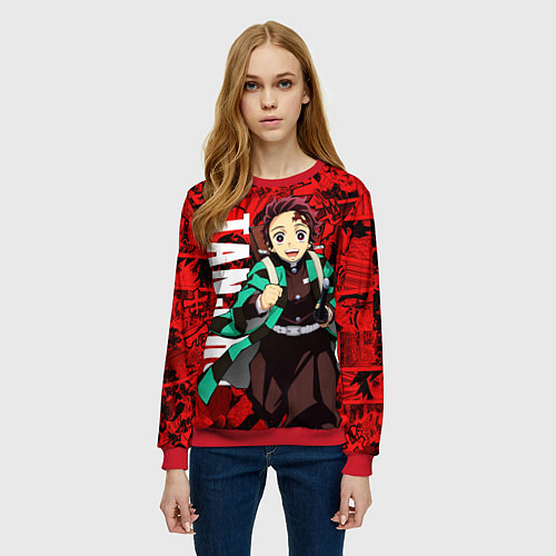 Женский свитшот Танджиро Камадо ,Клинок, рассекающий демонов / 3D-Красный – фото 3