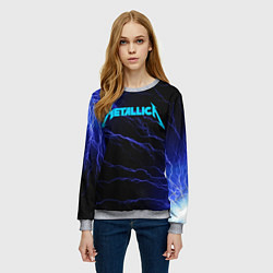 Свитшот женский METALLICA BLUE FLASH МЕТАЛЛИКА СИНИЕ МОЛНИИ, цвет: 3D-меланж — фото 2