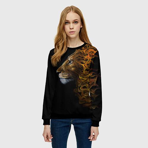Женский свитшот ПЛАМЕННЫЙ ЛЕВ / 3D-Черный – фото 3