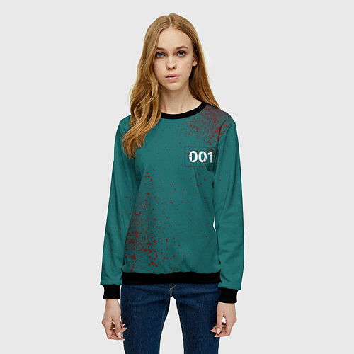 Женский свитшот Игра в кальмара: Персонаж 001 / 3D-Черный – фото 3