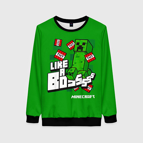 Женский свитшот LIKE A BOSS Minecraft Creepe / 3D-Черный – фото 1