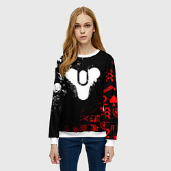 Свитшот женский DESTINY 2 RED & WHITE PATTERN LOGO, цвет: 3D-белый — фото 2