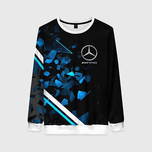 Женский свитшот Mercedes AMG Осколки стекла / 3D-Белый – фото 1