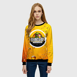 Свитшот женский Пивозавр 3d hd, цвет: 3D-черный — фото 2