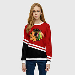 Свитшот женский Chicago Blackhawks, NHL, цвет: 3D-белый — фото 2