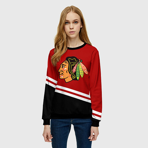 Женский свитшот Chicago Blackhawks, NHL / 3D-Черный – фото 3