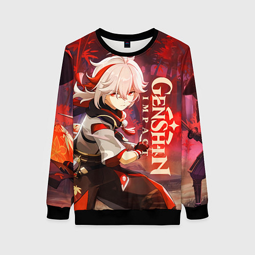 Женский свитшот Геншин импакт: Кадзуха / 3D-Черный – фото 1