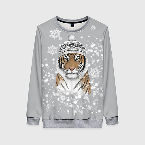 Женский свитшот Снежный тигр / 3D-Меланж – фото 1