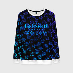 Свитшот женский Genshin Impact NEON PATTERN SYMBOL, цвет: 3D-белый