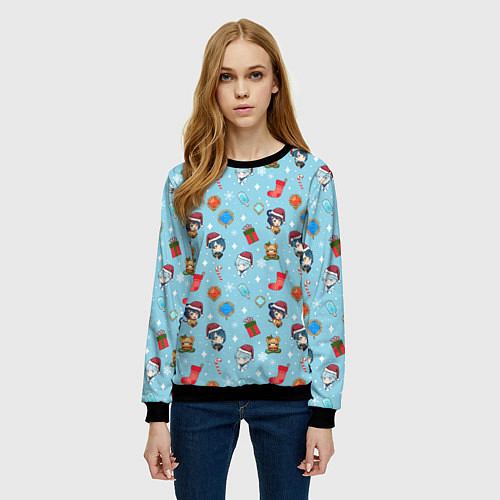 Женский свитшот GI Christmas Pattern / 3D-Черный – фото 3