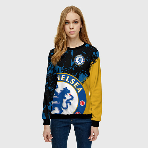 Женский свитшот ЧЕЛСИ CHELSEA GOLDEN LOGO / 3D-Черный – фото 3