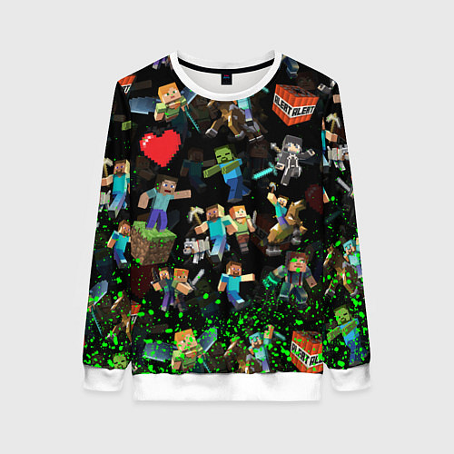 Женский свитшот МАЙНКРАФТ ПАТТЕРН ГЕРОИ ИГРЫ / 3D-Белый – фото 1