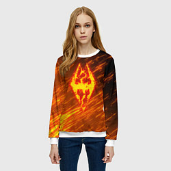 Свитшот женский СКАЙРИМ ОГЕННЫЙ ДРАКОН ЛОГО TES, цвет: 3D-белый — фото 2