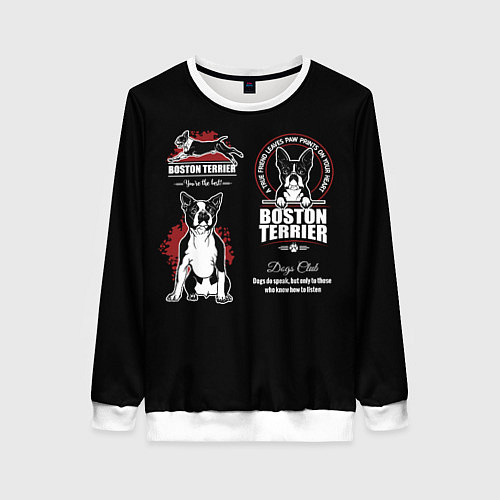 Женский свитшот Бостон-Терьер Boston Terrier / 3D-Белый – фото 1