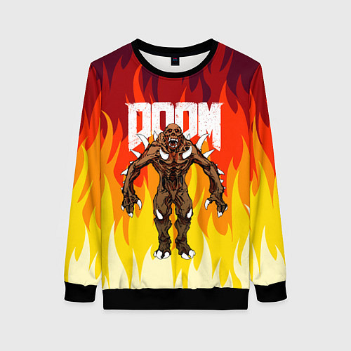 Женский свитшот DOOM IMP FIRE AND MONSTER / 3D-Черный – фото 1