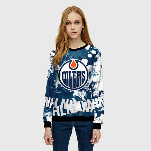 Женский свитшот Эдмонтон Ойлерз Edmonton Oilers / 3D-Черный – фото 3