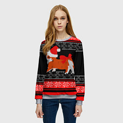 Свитшот женский Новогодний корги Новый Год, цвет: 3D-меланж — фото 2