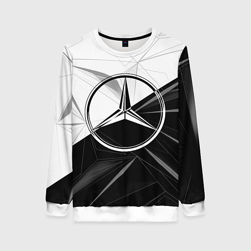 Женский свитшот MERCEDES-BENZ МЕРСЕДЕС-БЕНЗ BLACK AND WHITE / 3D-Белый – фото 1