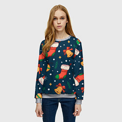 Свитшот женский Новогодний, рождественский узор, цвет: 3D-меланж — фото 2