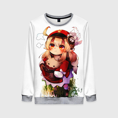 Женский свитшот Милая Кли дуется геншин импакт / 3D-Меланж – фото 1