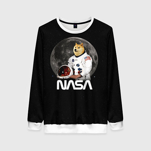 Женский свитшот Доги Космонавт Мем Наса Doge / 3D-Белый – фото 1